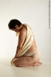 Underwear Woman Asian Kneeling poses - ALL Overweight short brown Standard Photoshoot Academic